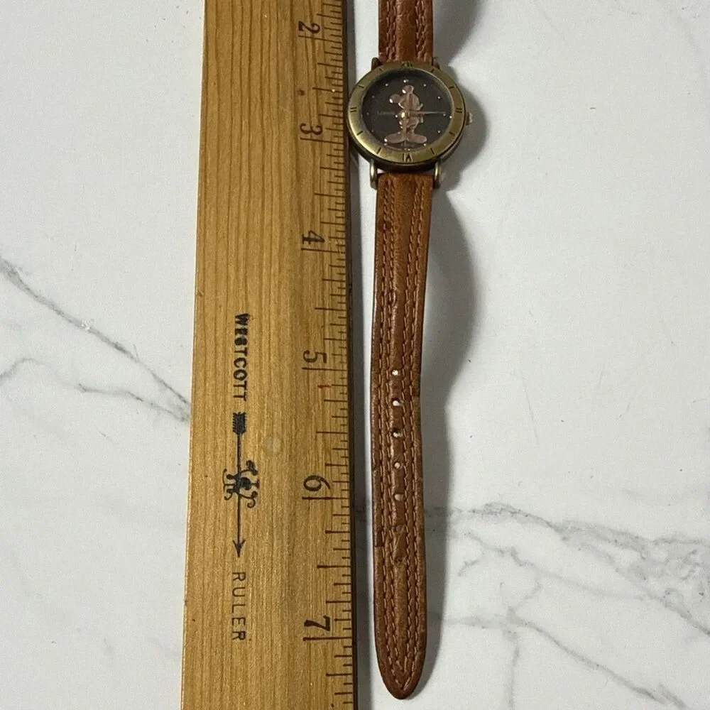 Lorus Mickey Mouse Watch Rose Gold Silhouette Ladies Brown Leather Disney Japan